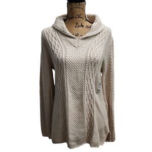 Cozy Cable Knit Cowl Neck Sweater Light Beige Heather‎ Women's Pullover L
